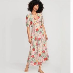 Fit and flair floral linen blend old navy dress
